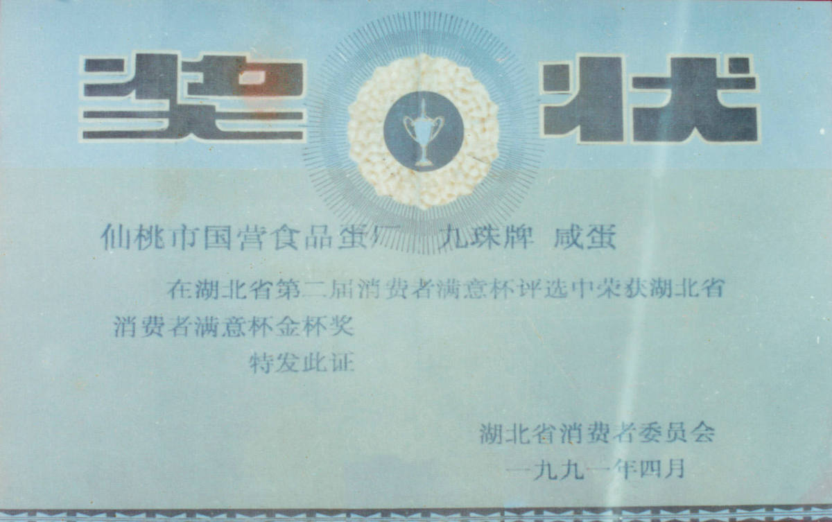 1991年省二届消费者满意金杯
