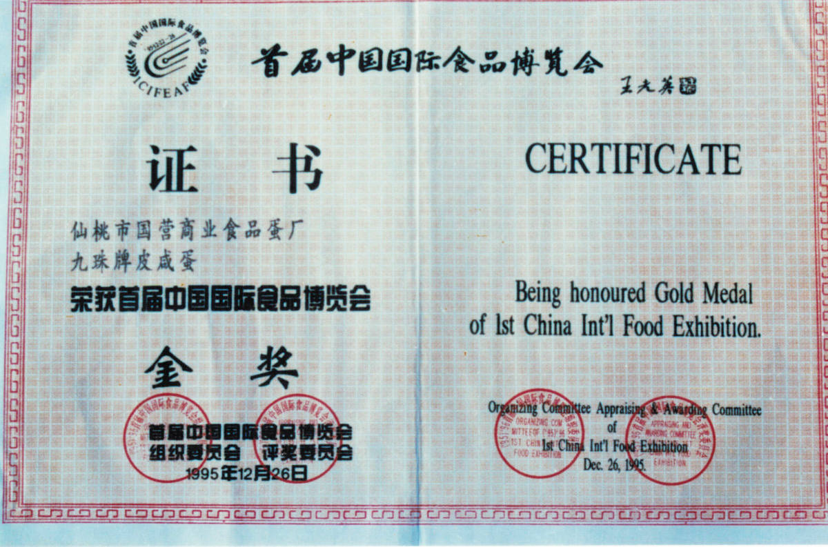 1995年首届国际金奖